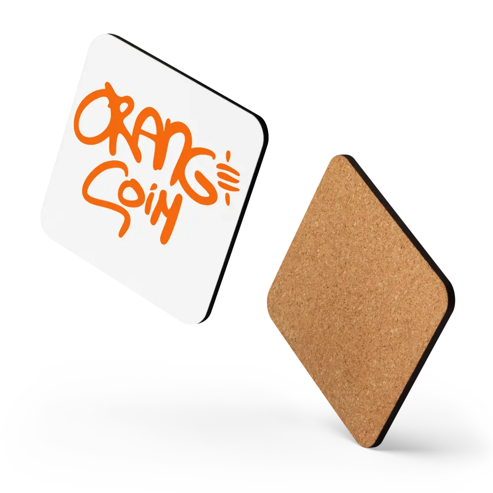 Orange Coin Bitcoin coaster by BitPopArt with sats symbol in the text