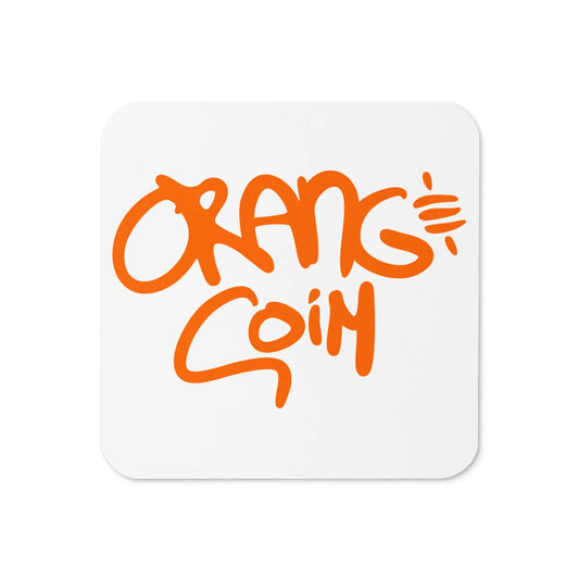 Orange Coin Bitcoin coaster by BitPopArt with sats symbol in the text