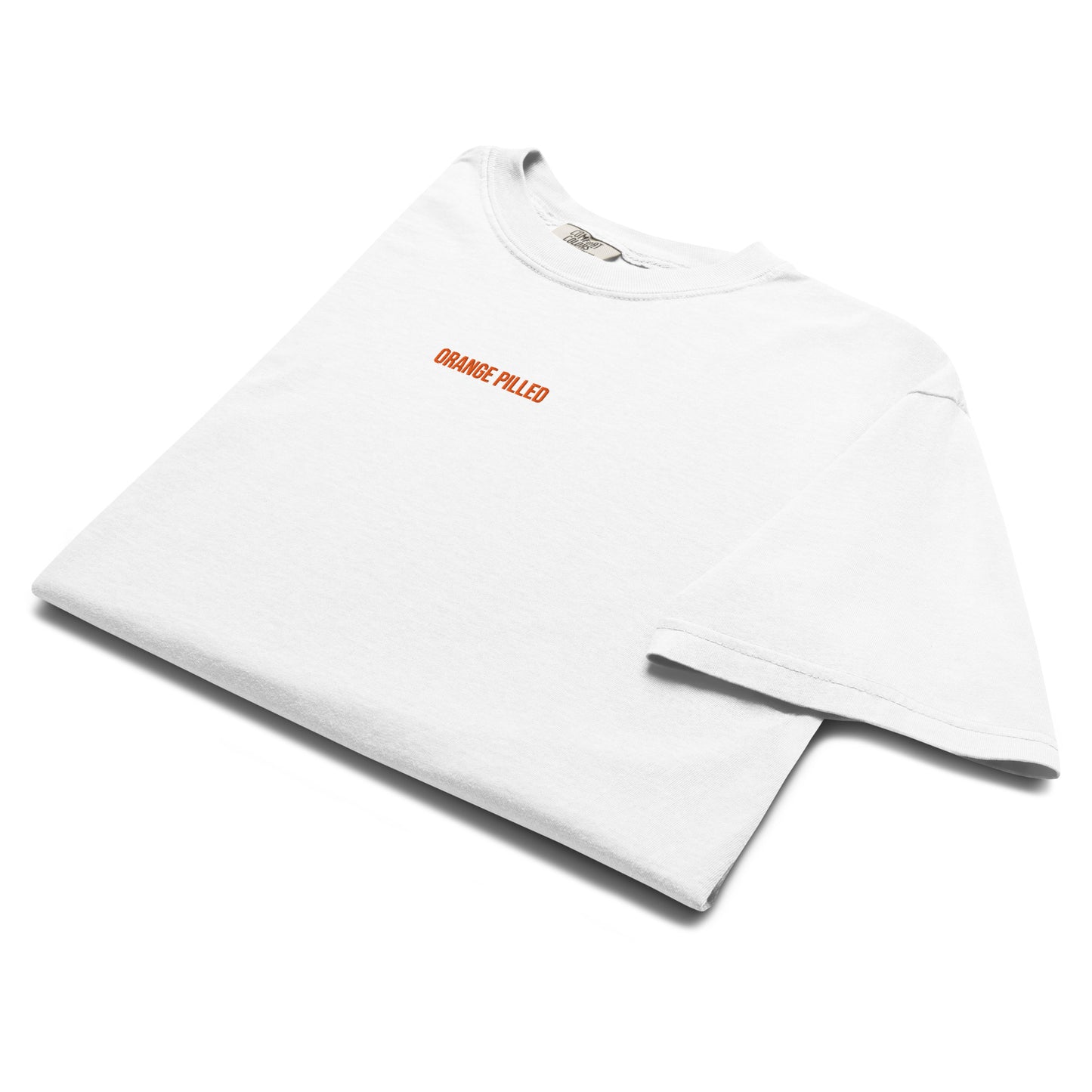 bitcoin t-shirt - orange pilled - folded - white