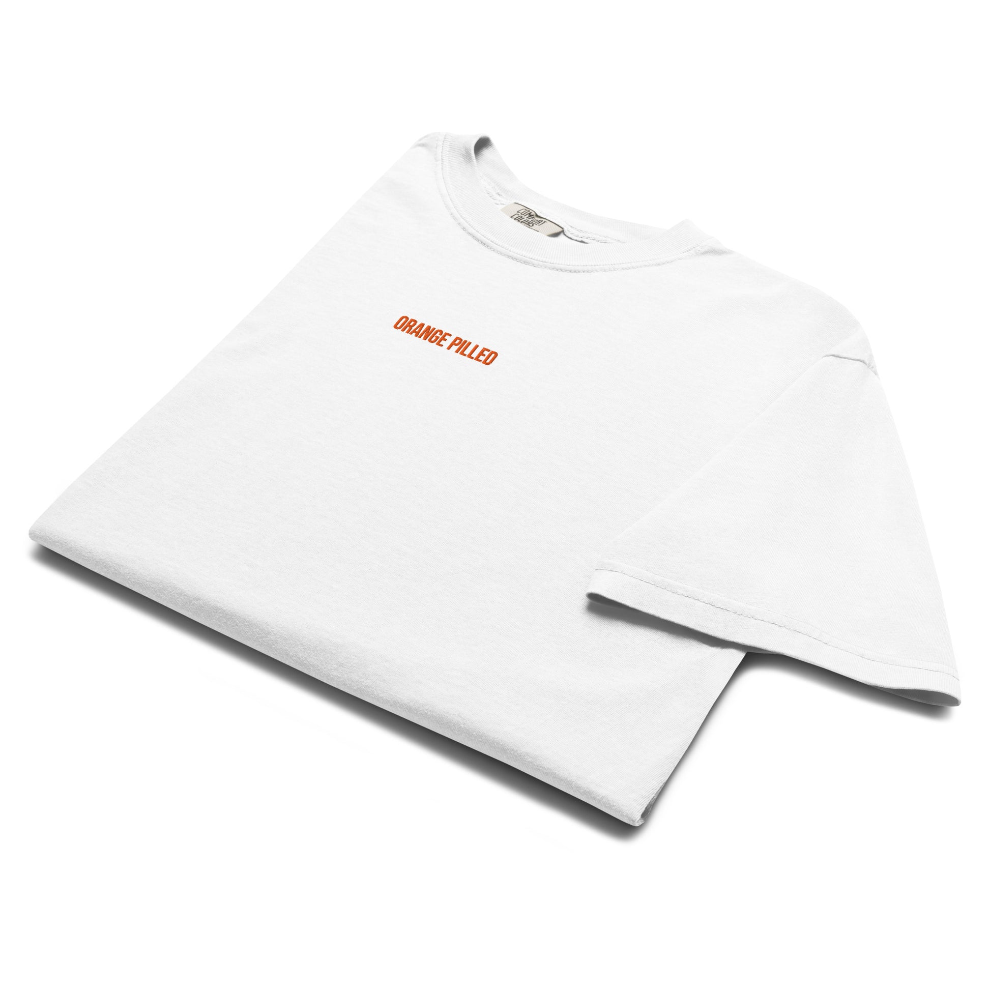 bitcoin t-shirt - orange pilled - folded - white