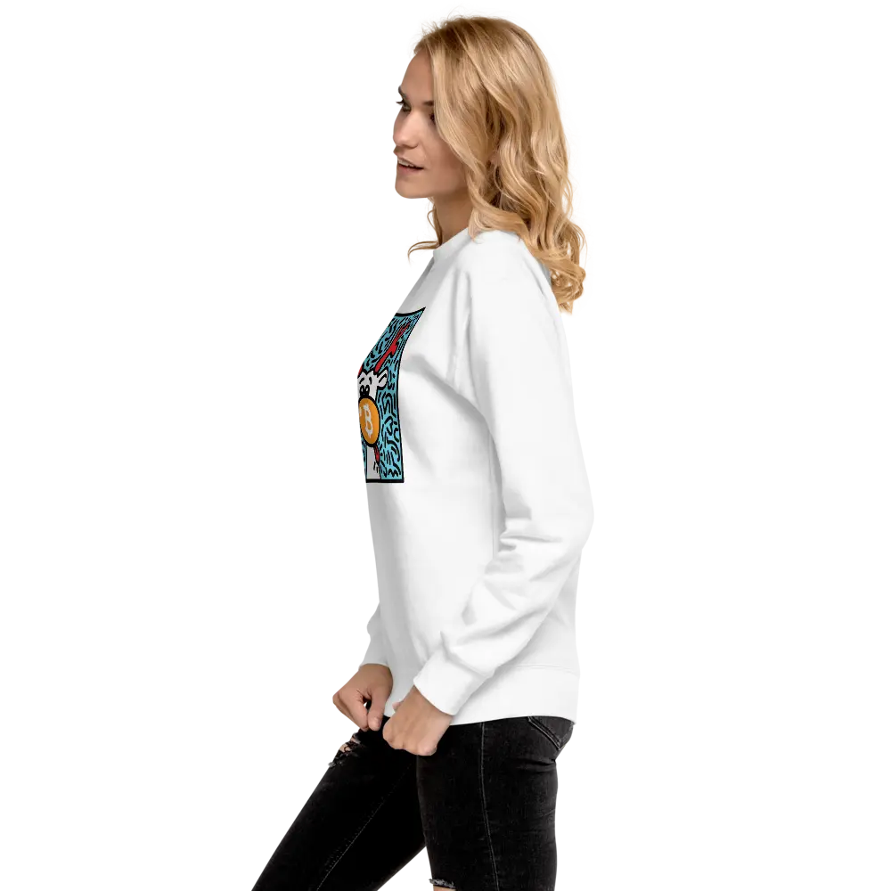 bitcoin sweatshirt - orangenose reindeer by bitpopart - worn side view
