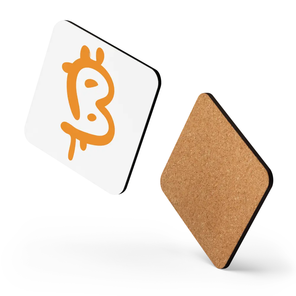 Floating layout Painted Style Bitcoin coaster – orange by BitPopArt