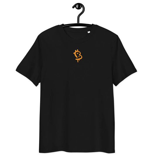 Bitcoin T-Shirt – Painted Style Orange by BitPopArt | Store of Value — on hanger