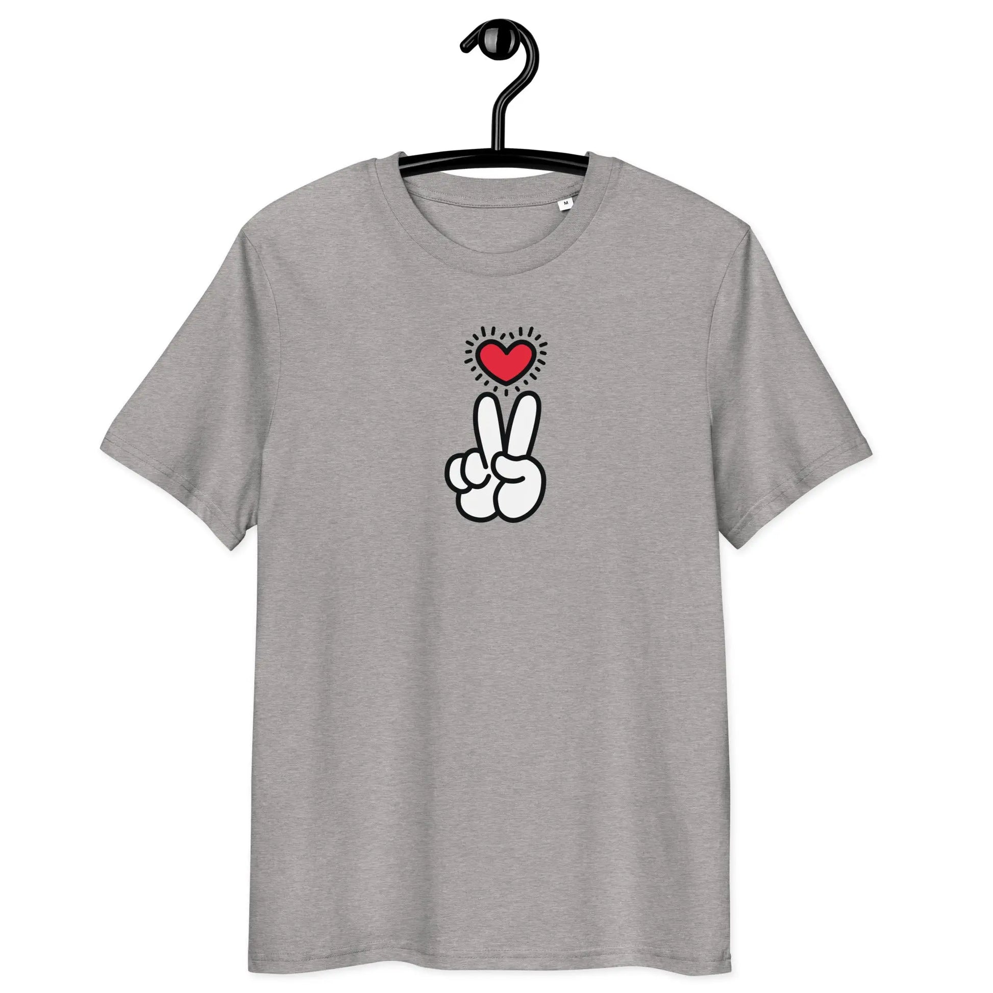 peace t-shirt - heart and hand peace sign - front view