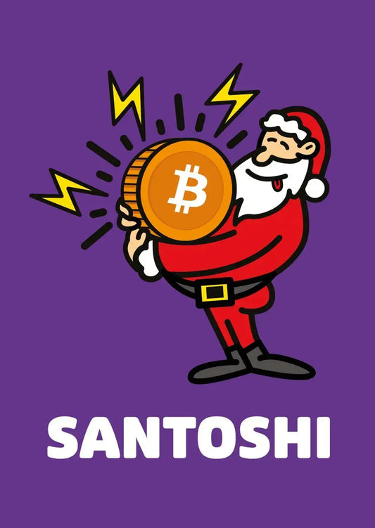 Santoshi - Bitcoin Christmas Card - By BitPopArt Store of Value