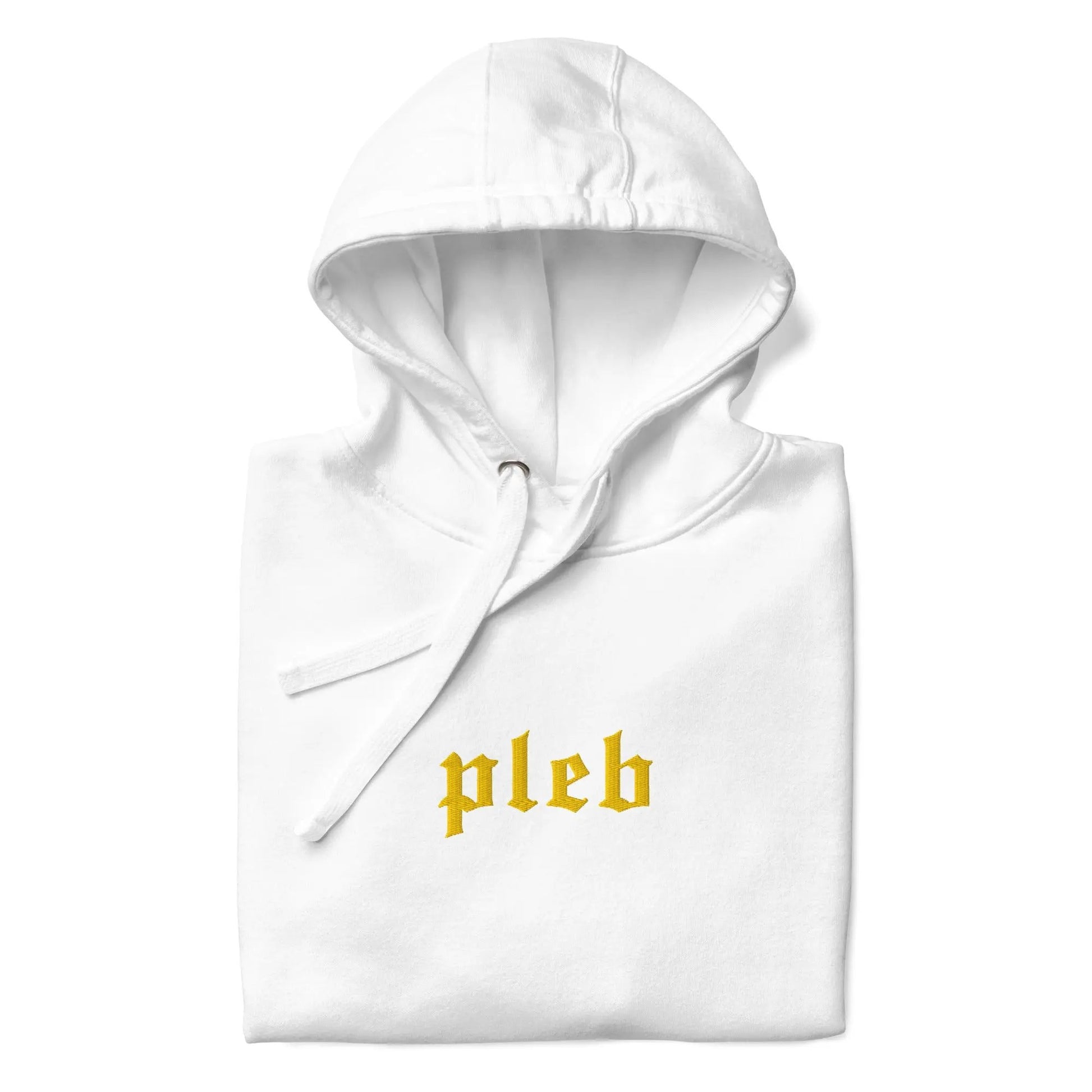 bitcoin hoodie - pleb design - folded - white