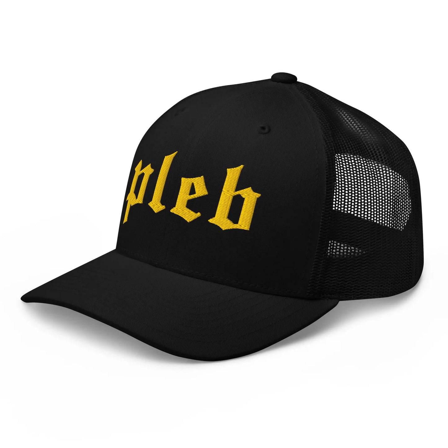 pleb bitcoin trucker hat front angle black
