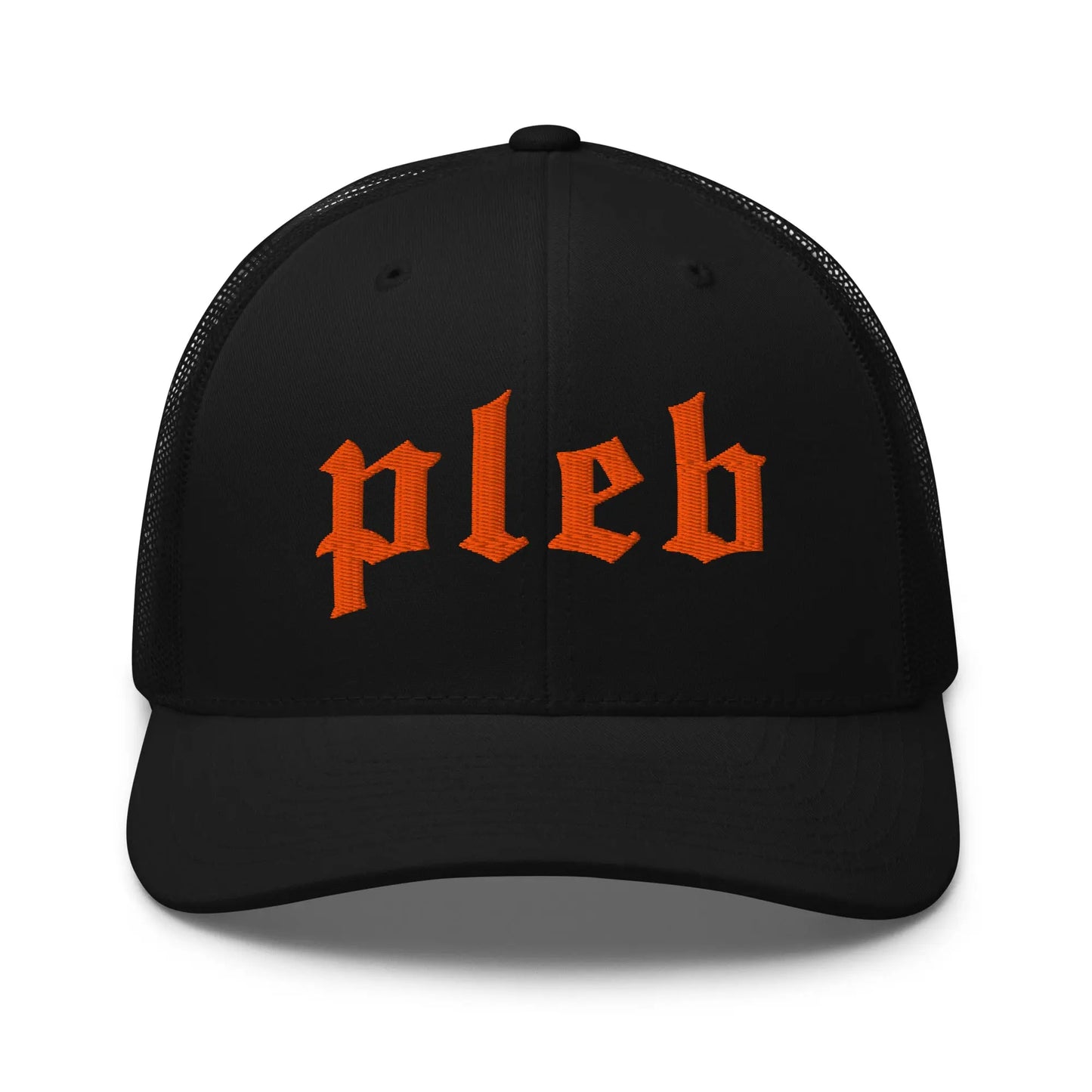 bitcoin pleb trucker hat - front view - black