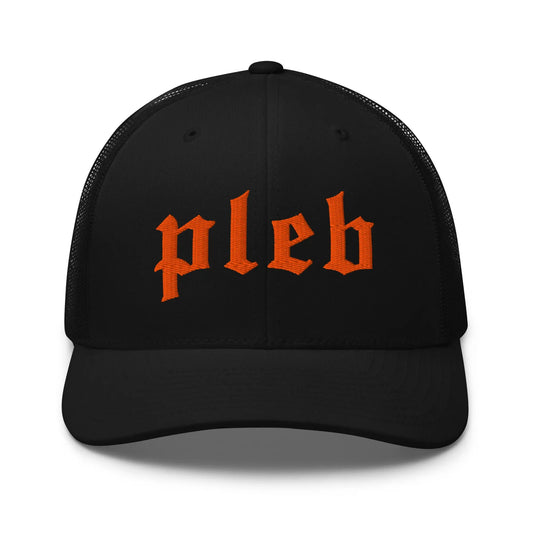 bitcoin pleb trucker hat - front view - black