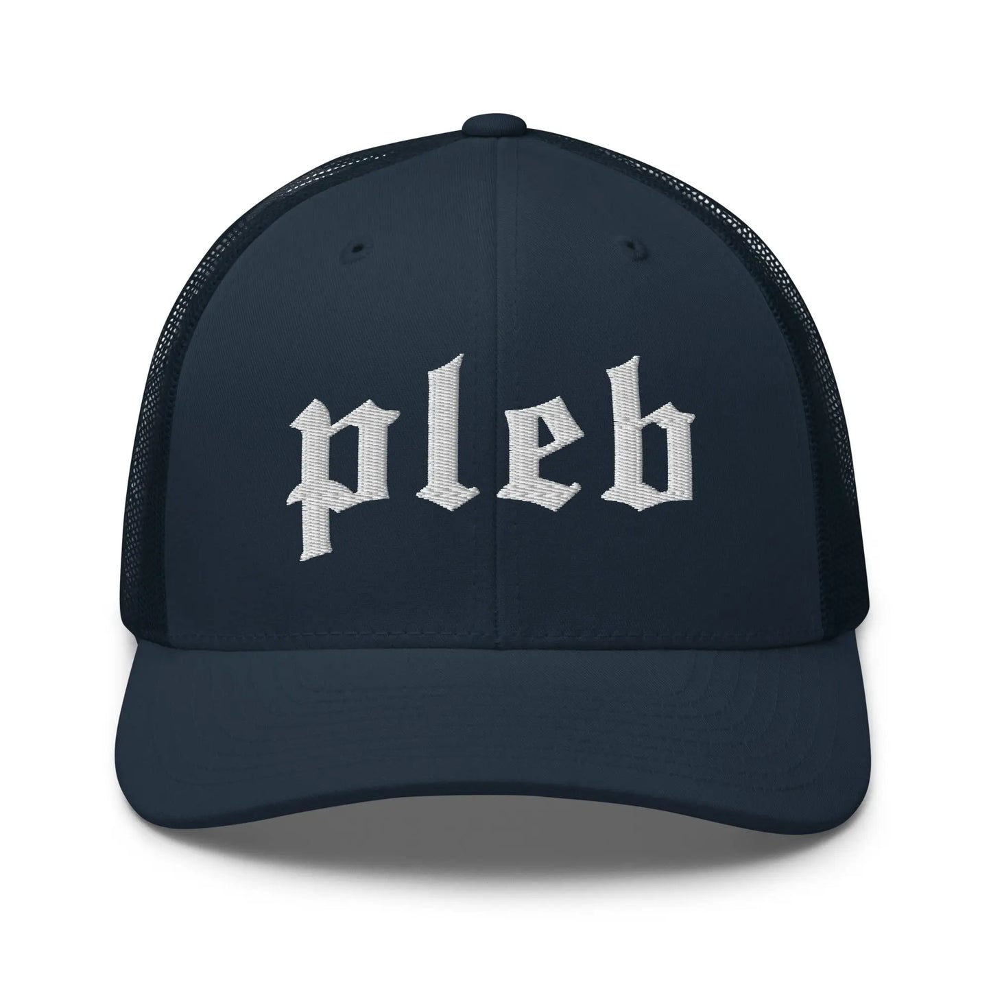 bitcoin trucker hat - pleb - front view - navy