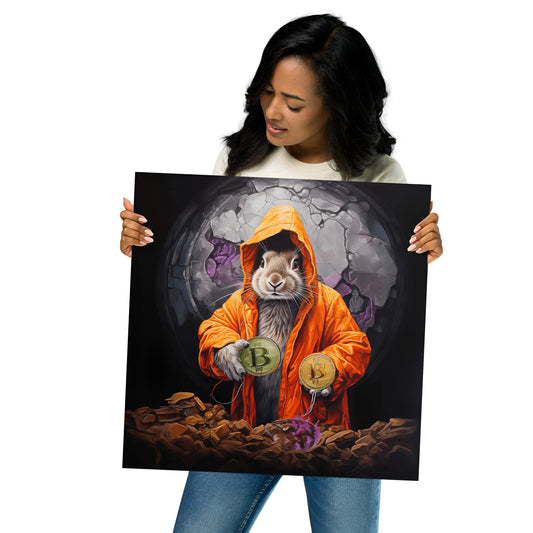 Falling Down The Bitcoin Rabbit Hole - Magic Rabbit - Photo paper poster - Black