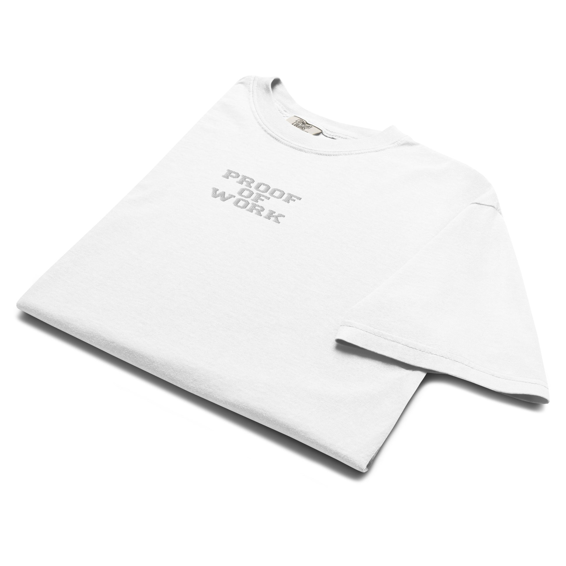 bitcoin t-shirt - proof of work - folded - white