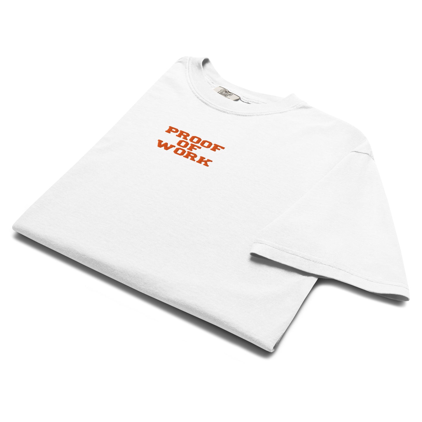 bitcoin t-shirt - proof of work - folded - white