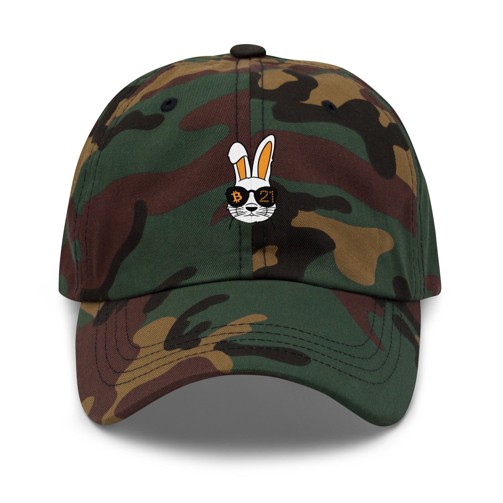 bitcoin hat - rabbit 21 - front view - camo