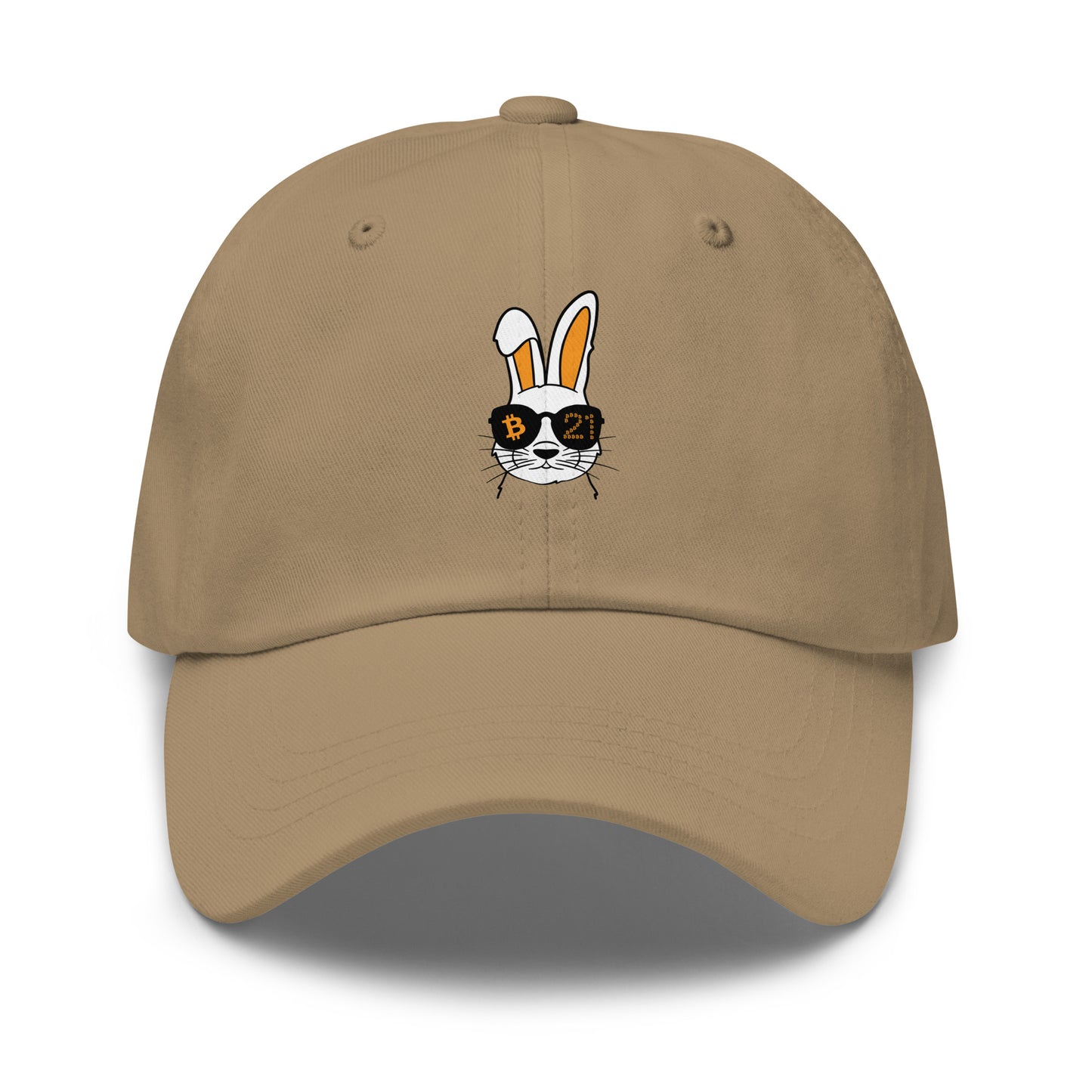 bitcoin hat - rabbit 21 - front view - khaki