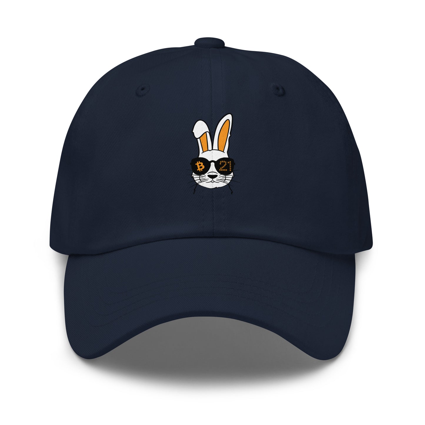 bitcoin hat - rabbit 21 - front view - navy