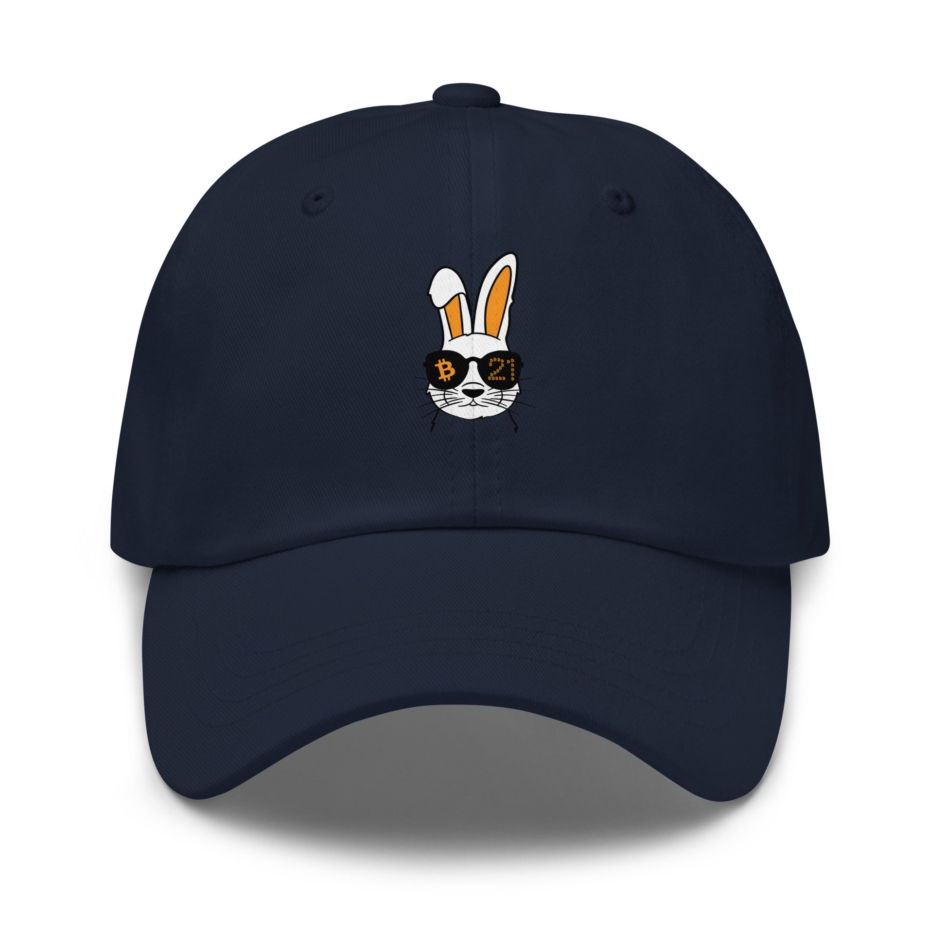 bitcoin hat - rabbit 21 - front view - navy