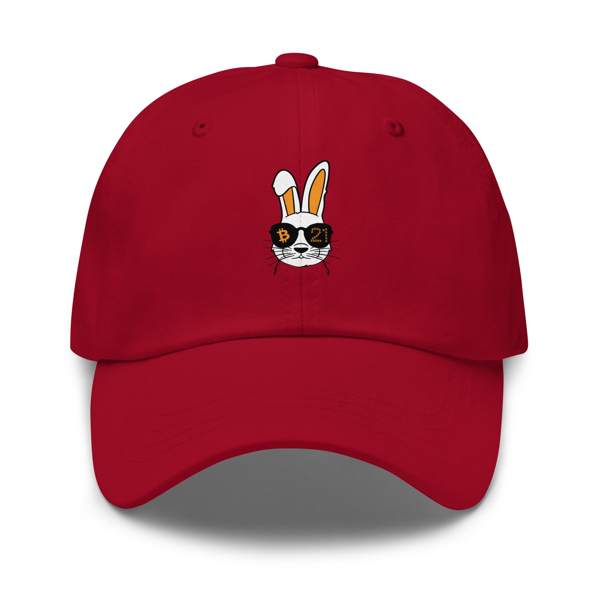 bitcoin hat - rabbit 21 - front view - red