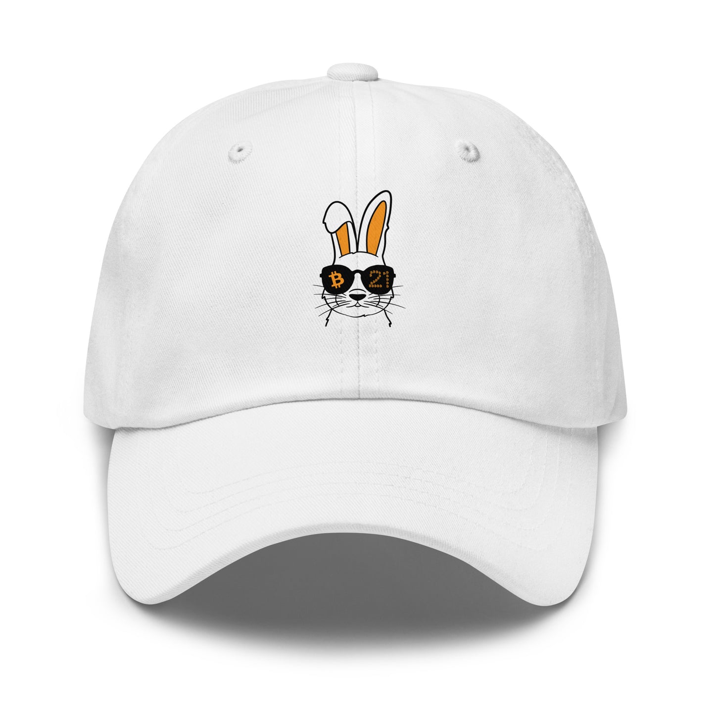 bitcoin hat - rabbit 21 - front view - white