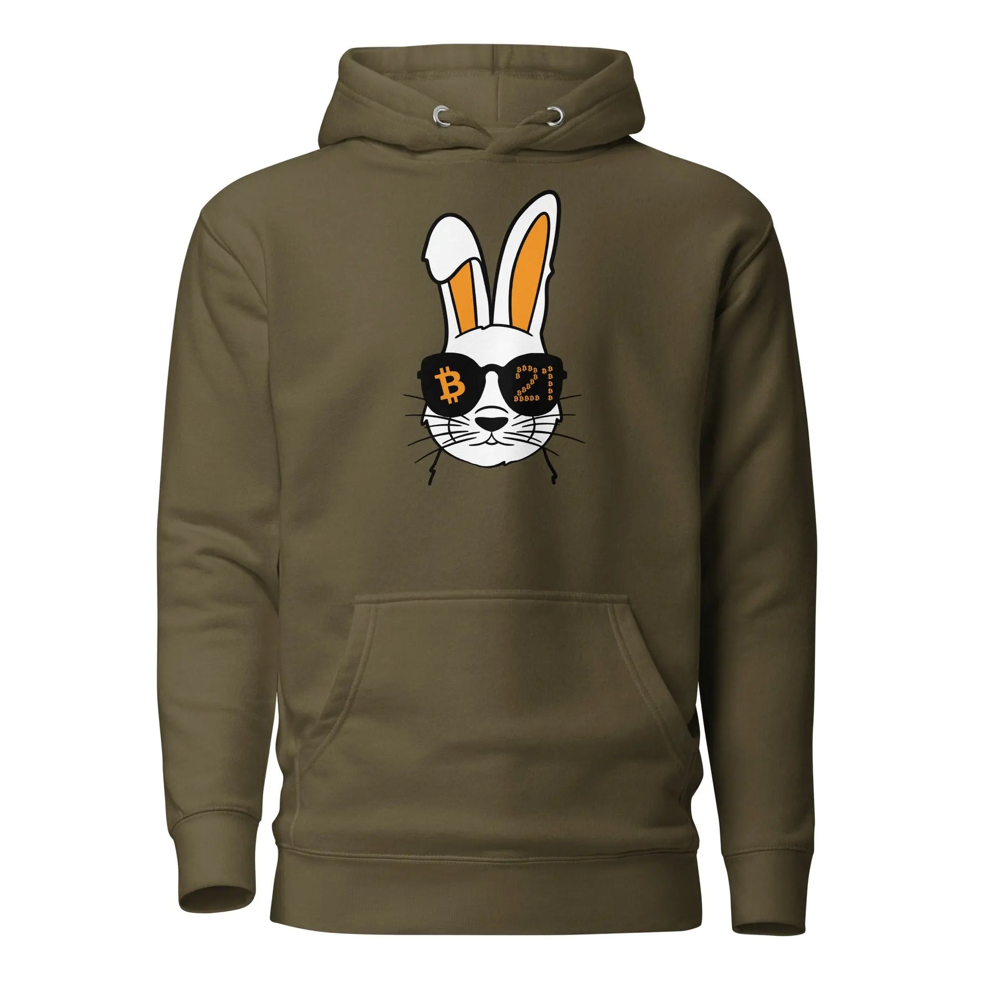 bitcoin hoodie - rabbit 21 - front view - green