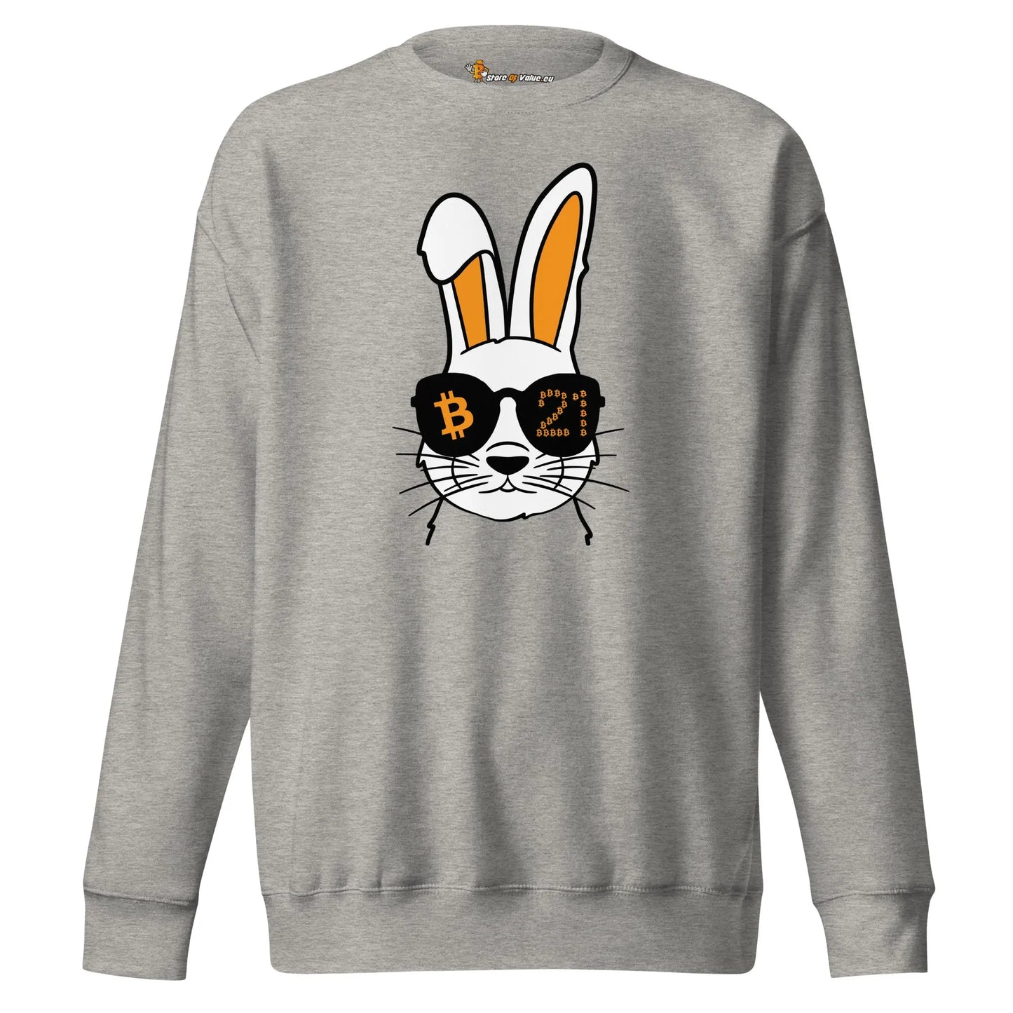 bitcoin sweatshirt - rabbit 21 - front view - grey