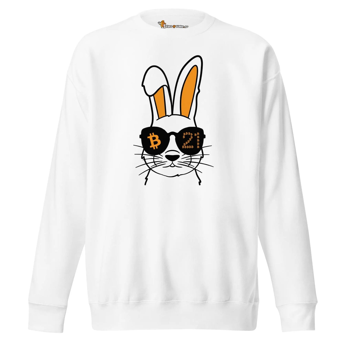 bitcoin sweatshirt - rabbit 21 - front view - white