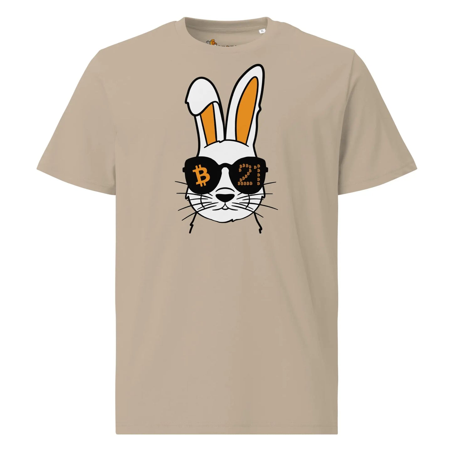 bitcoin t-shirt rabbit 21 front view - beige