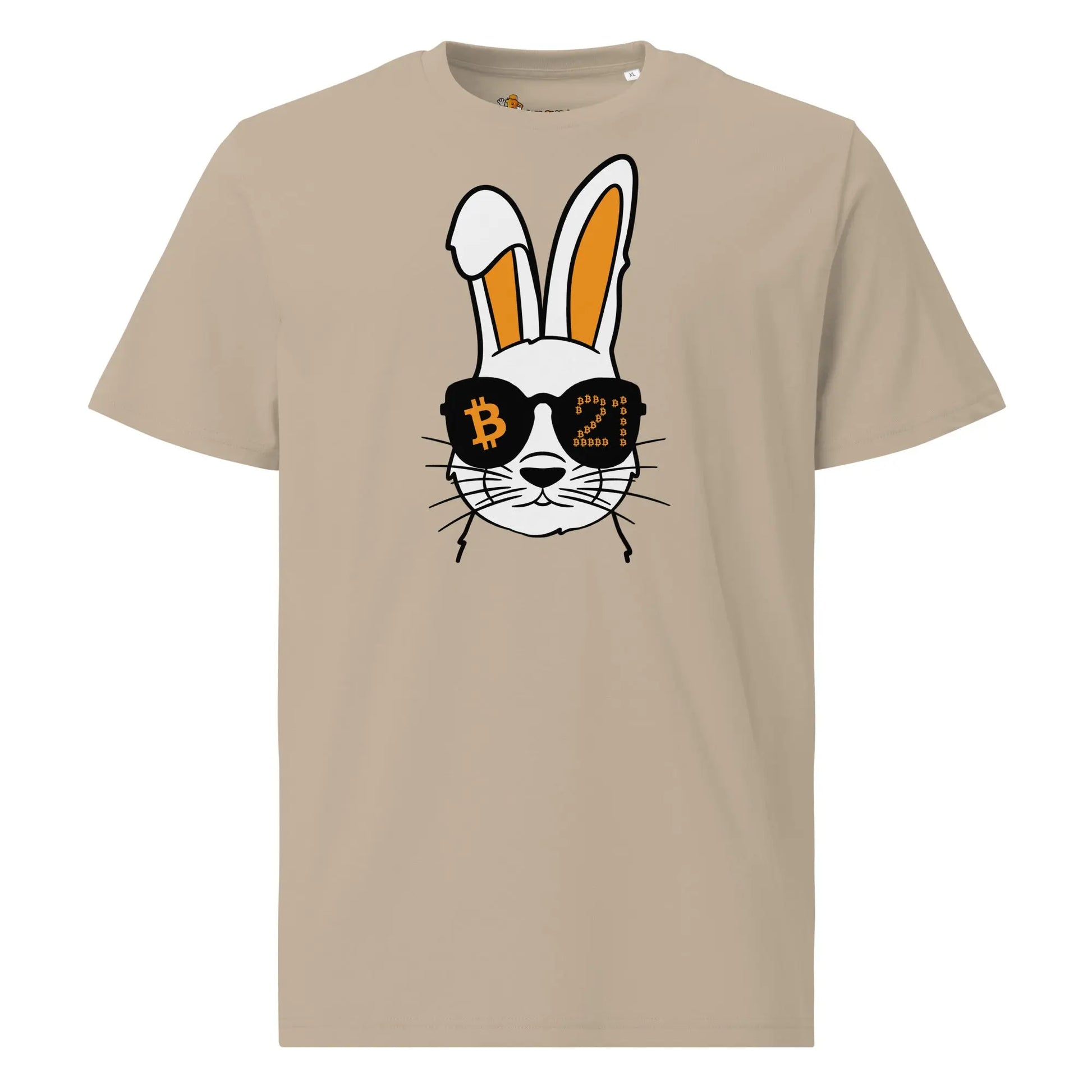 bitcoin t-shirt rabbit 21 front view - beige