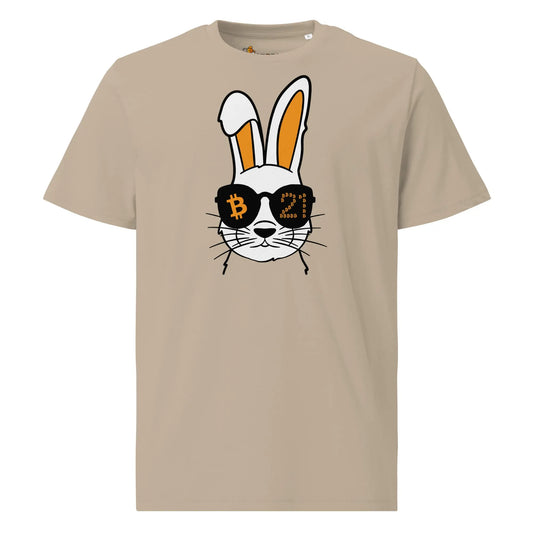 bitcoin t-shirt rabbit 21 front view - beige