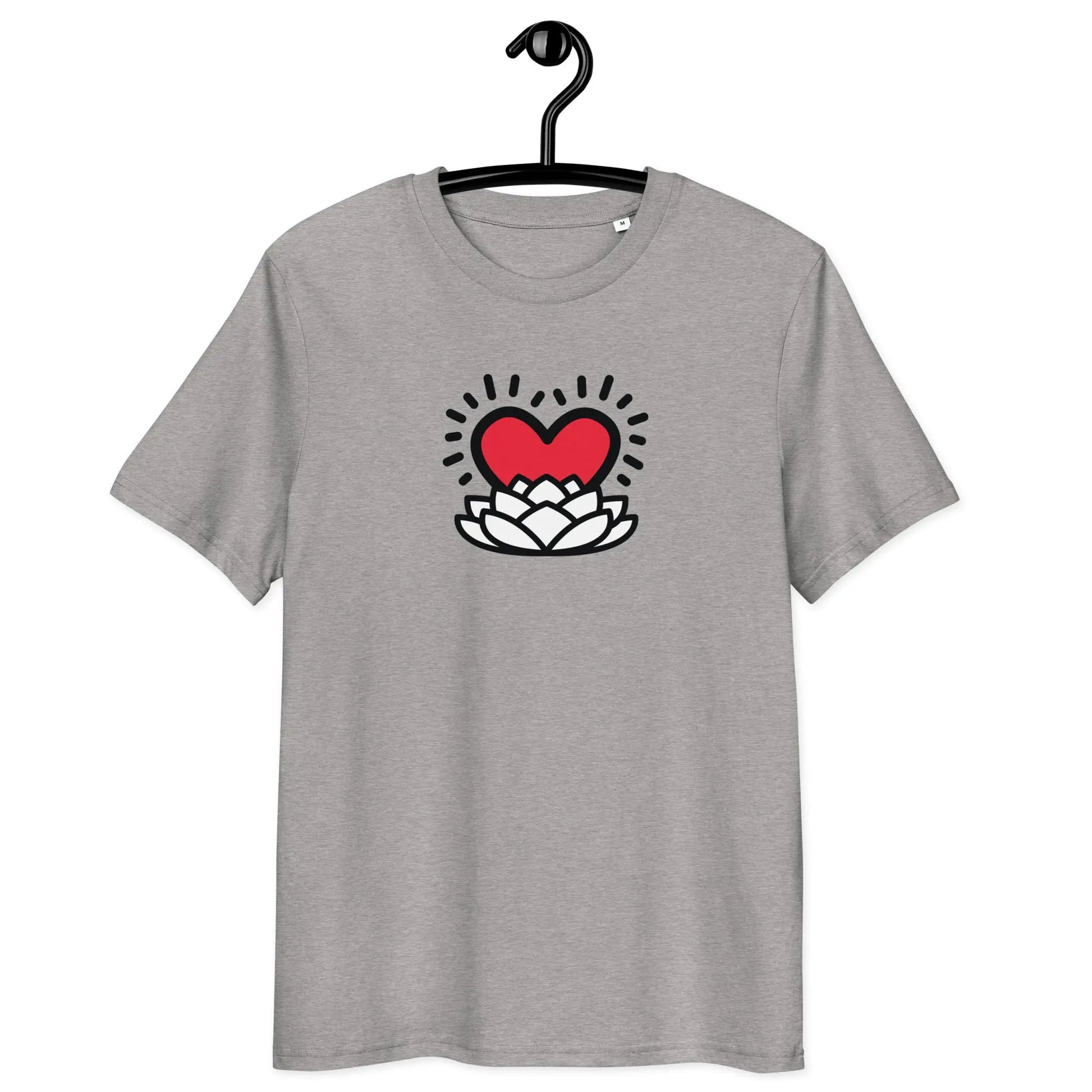 rebirth of love t-shirt - front view - on hanger - grey color