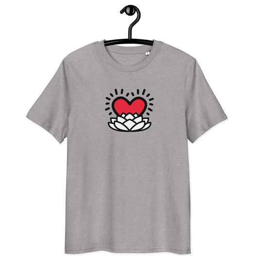 rebirth of love t-shirt - front view - on hanger - grey color