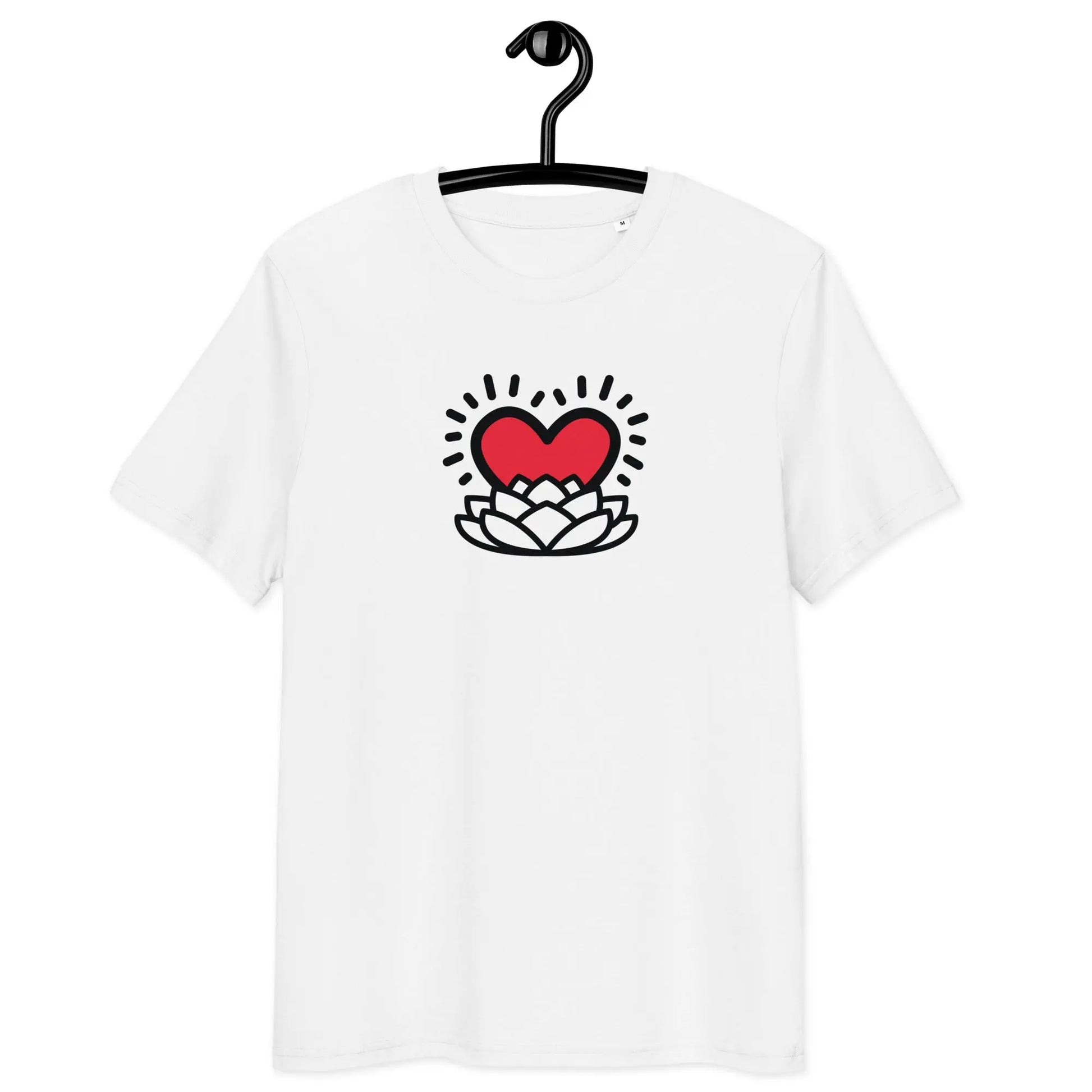 rebirth of love t-shirt - front view - on hanger - white color