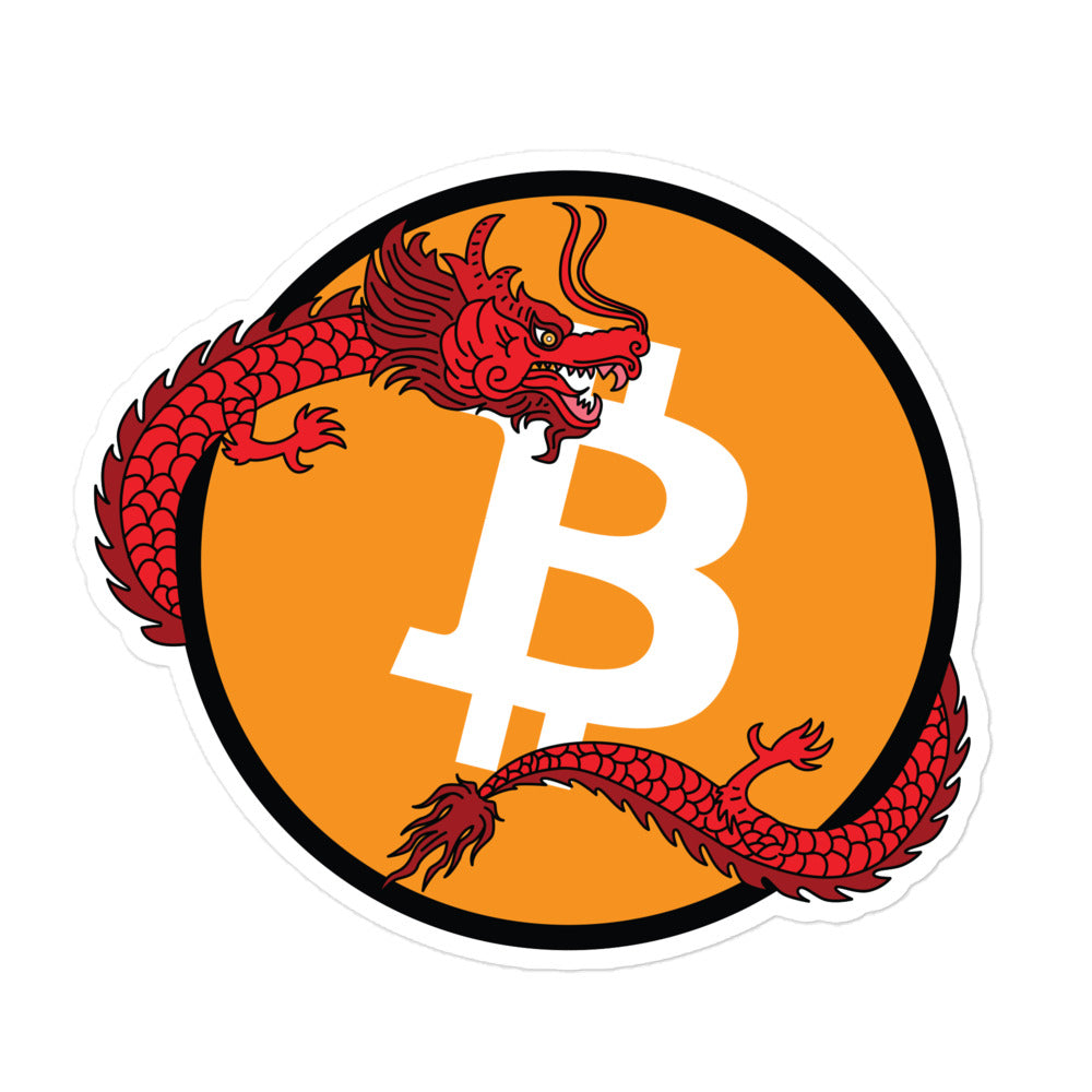 bitcoin sticker - red dragon - front view