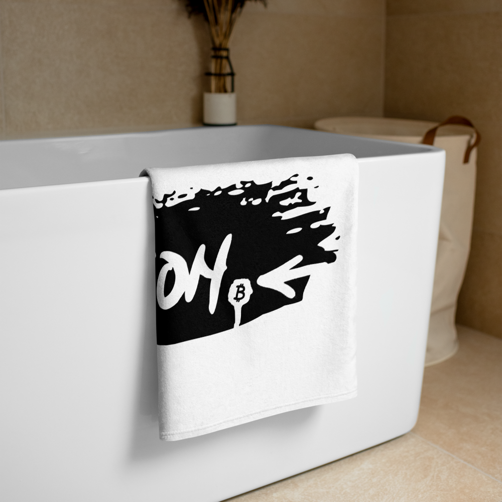 bitcoin beach towel - revolution - bathroom view