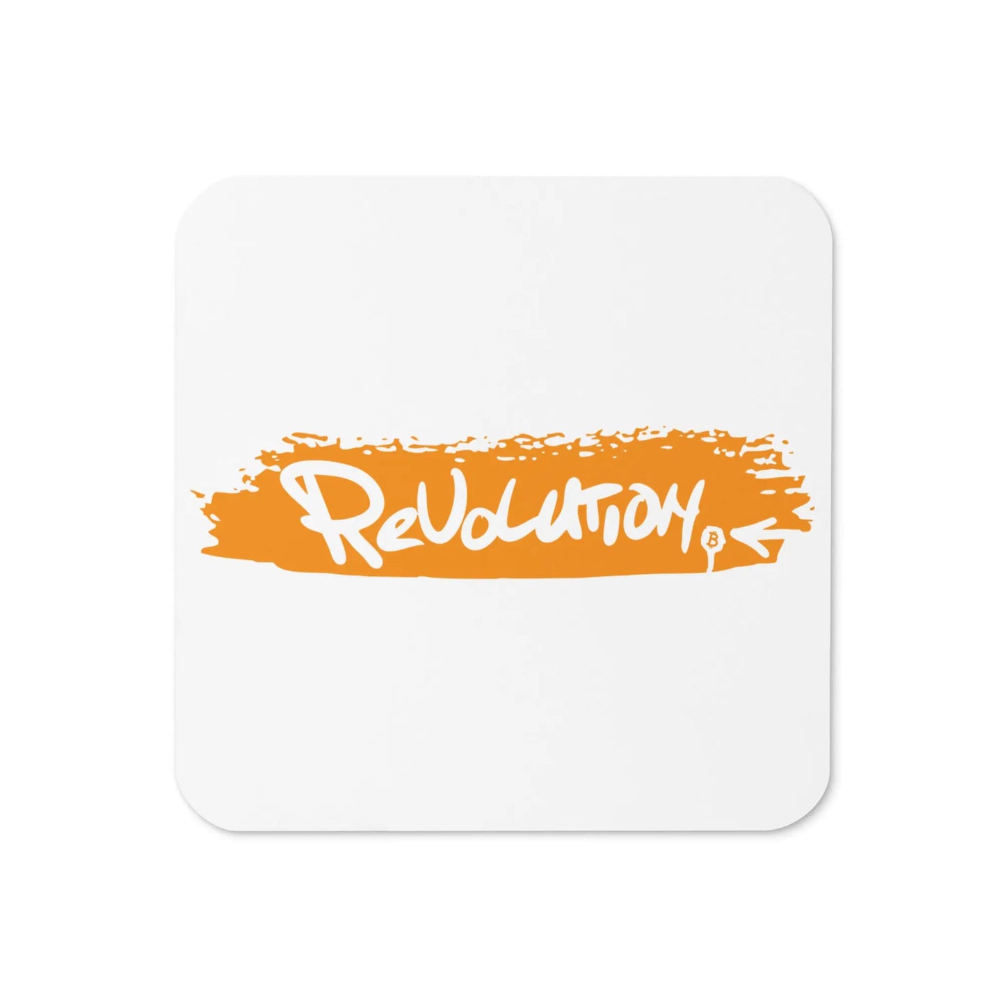 Top view Revolution Bitcoin coaster – orange by BitPopArt