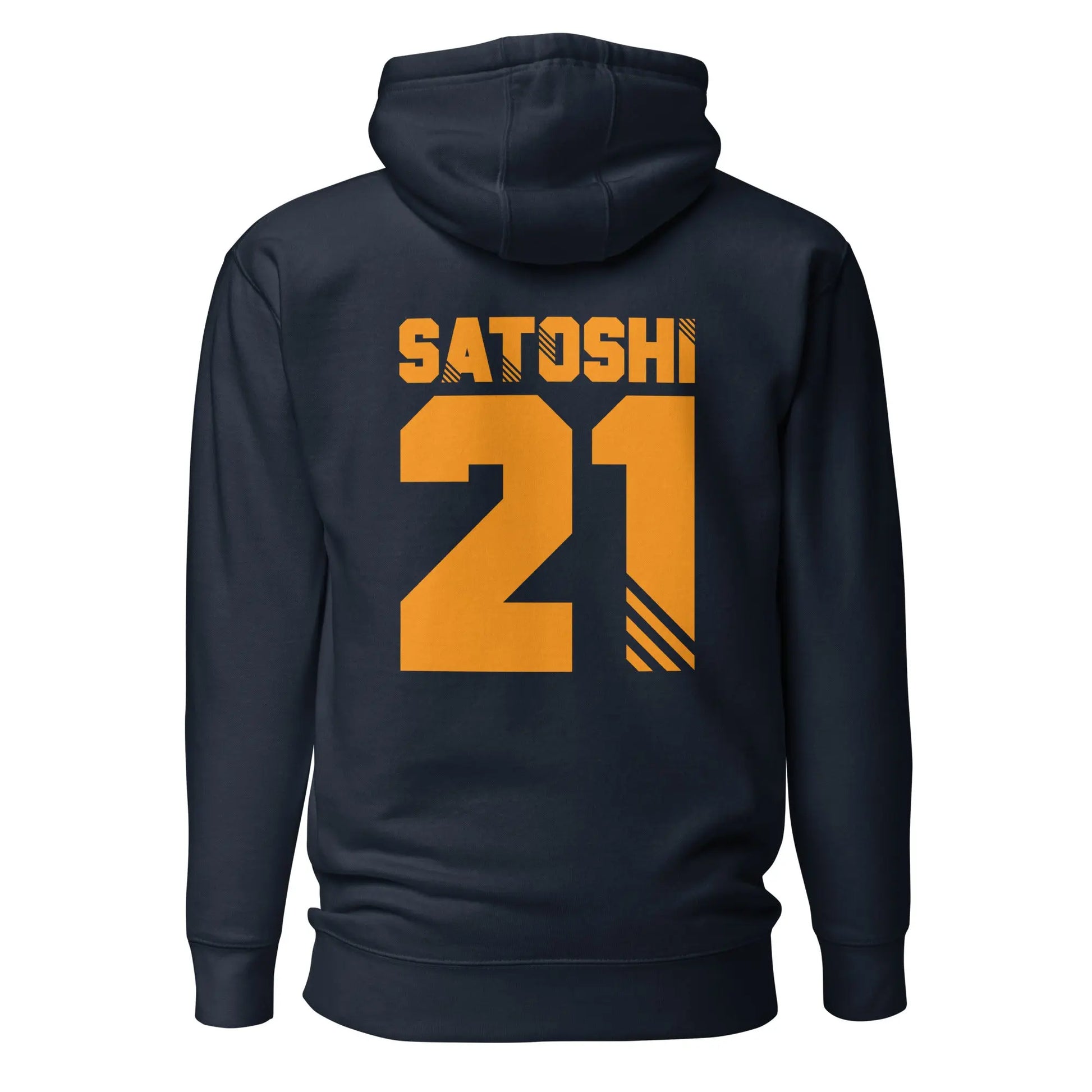 bitcoin hoodie - satoshi 21 back print - back view - blue