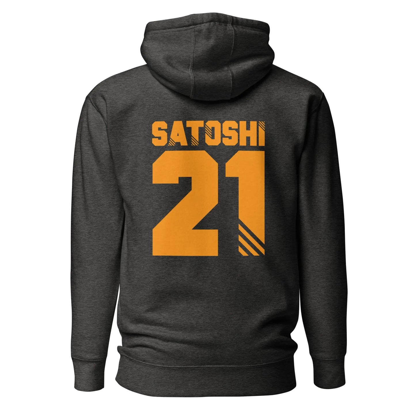 bitcoin hoodie - satoshi 21 back print - back view - grey