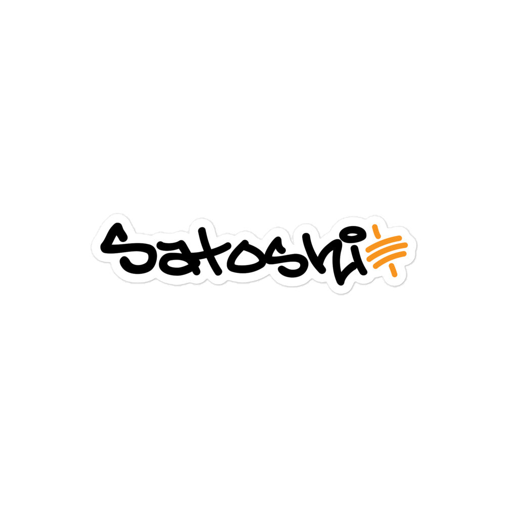 bitcoin sticker - satoshi - front view - medium