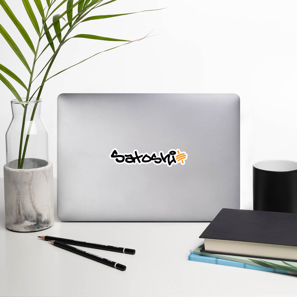 bitcoin sticker - satoshi - laptop view