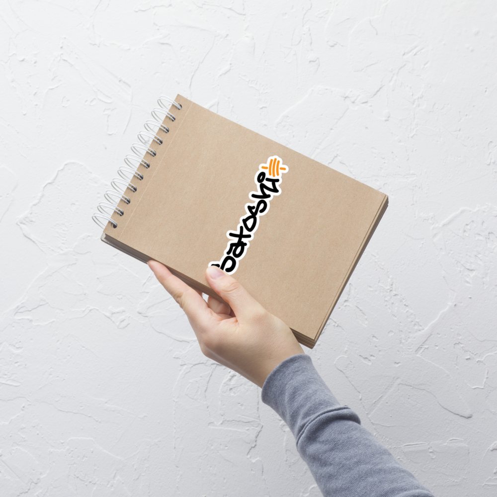 bitcoin sticker - satoshi - notebook view