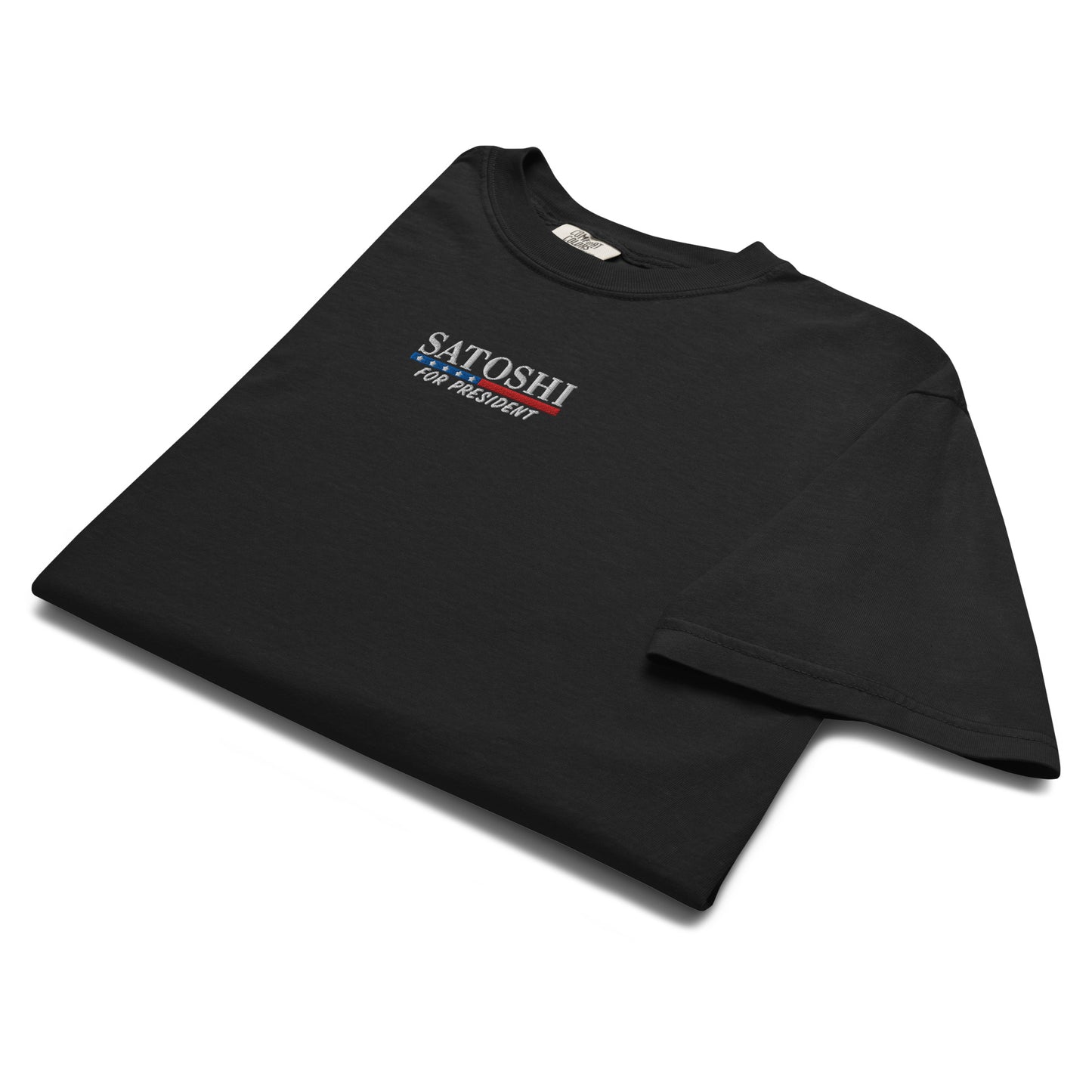 Bitcoin T-Shirt – Satoshi For President — folded — black