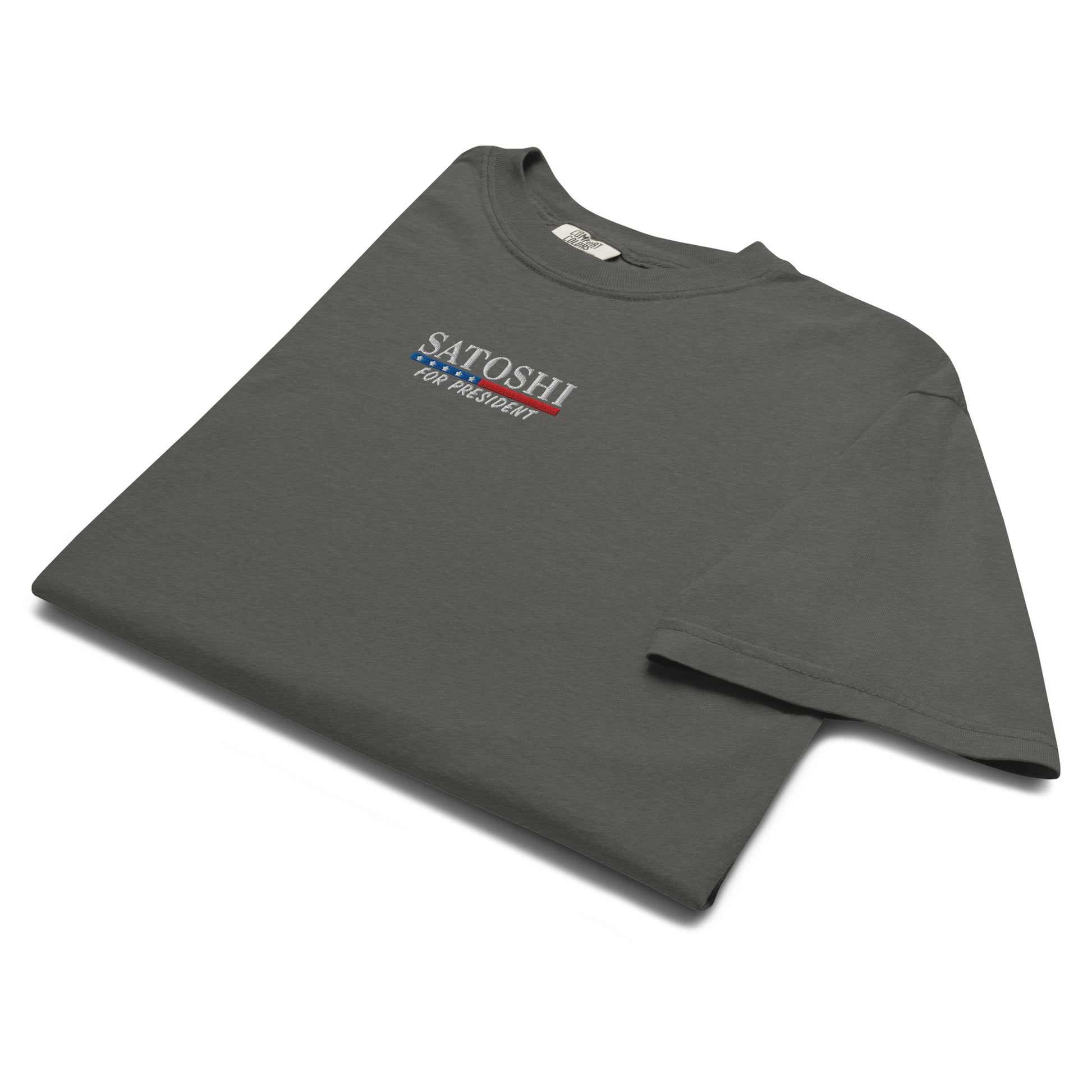 Bitcoin T-Shirt – Satoshi For President — folded - pepper grey