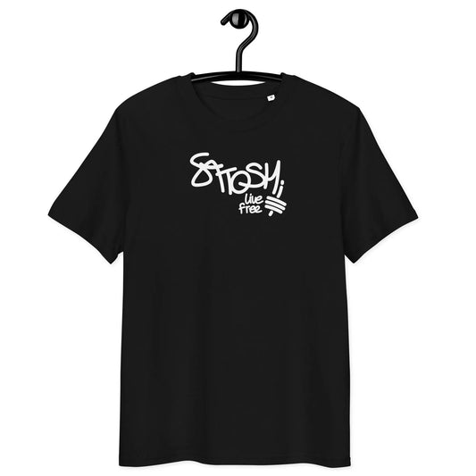 Bitcoin T-Shirt – Satoshi Live Free | Store of Value — on hanger