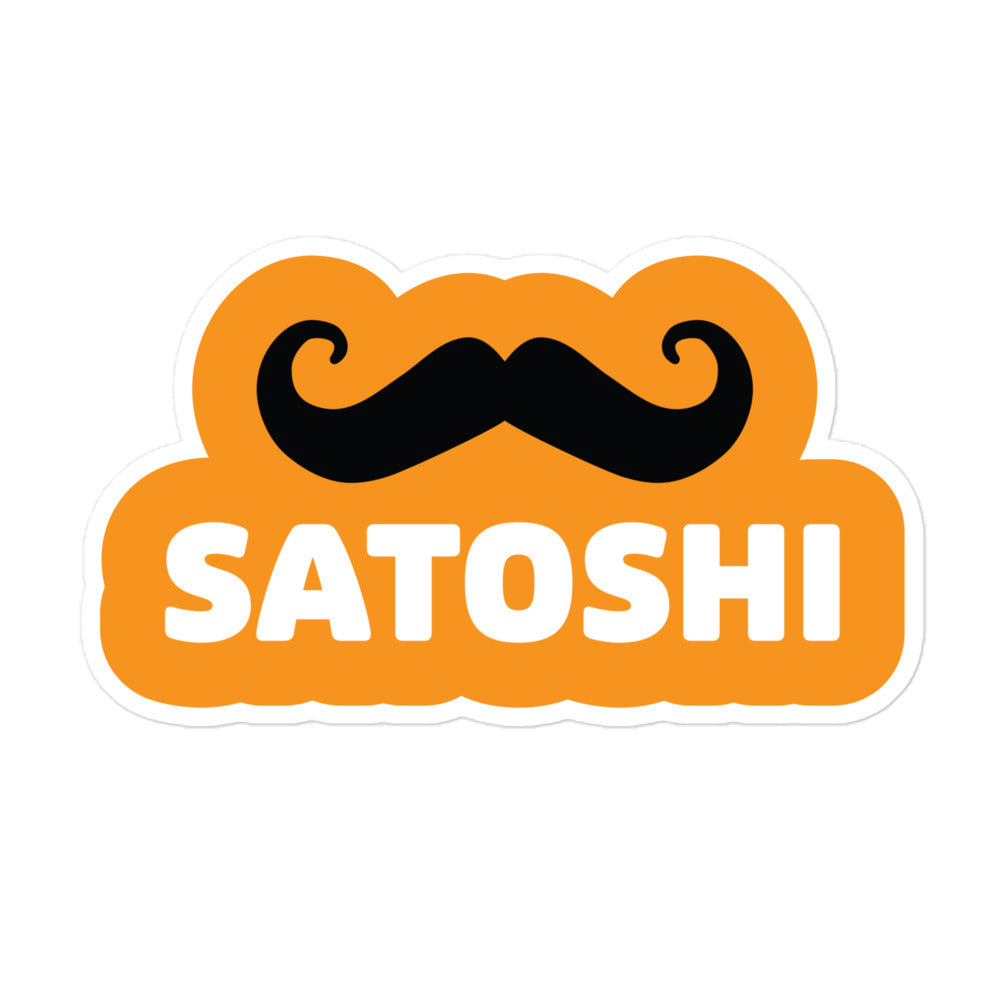 bitcoin sticker - satoshi moustache - front view - large