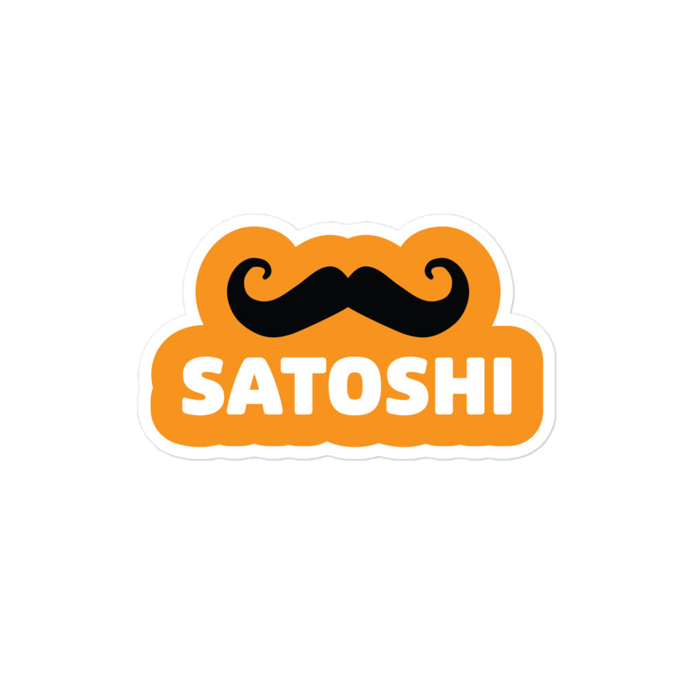 bitcoin sticker - satoshi moustache - front view - medium