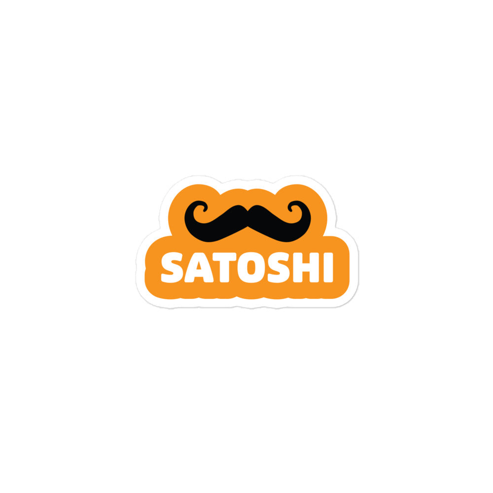 bitcoin sticker - satoshi moustache - front view - small