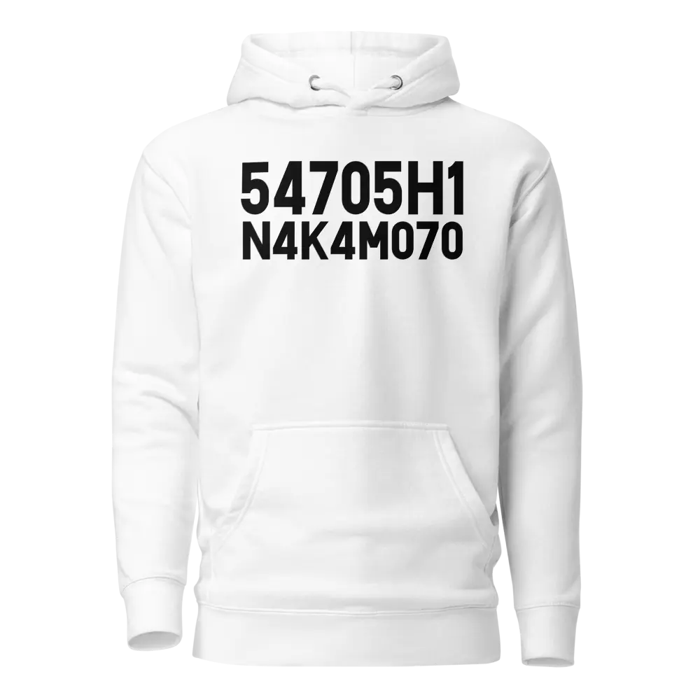 bitcoin hoodie - satoshi nakamoto design - front view