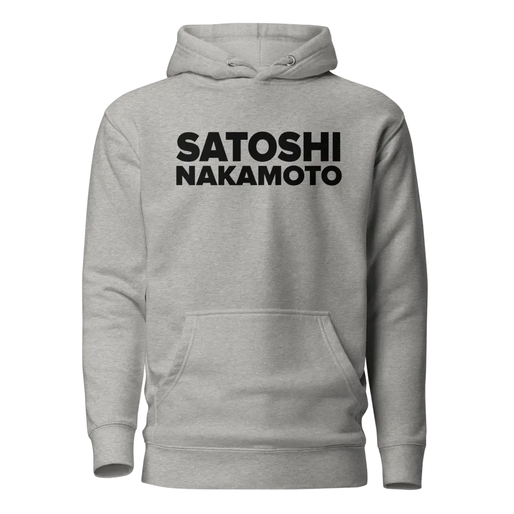 bitcoin hoodie - satoshi nakamoto - front view - grey