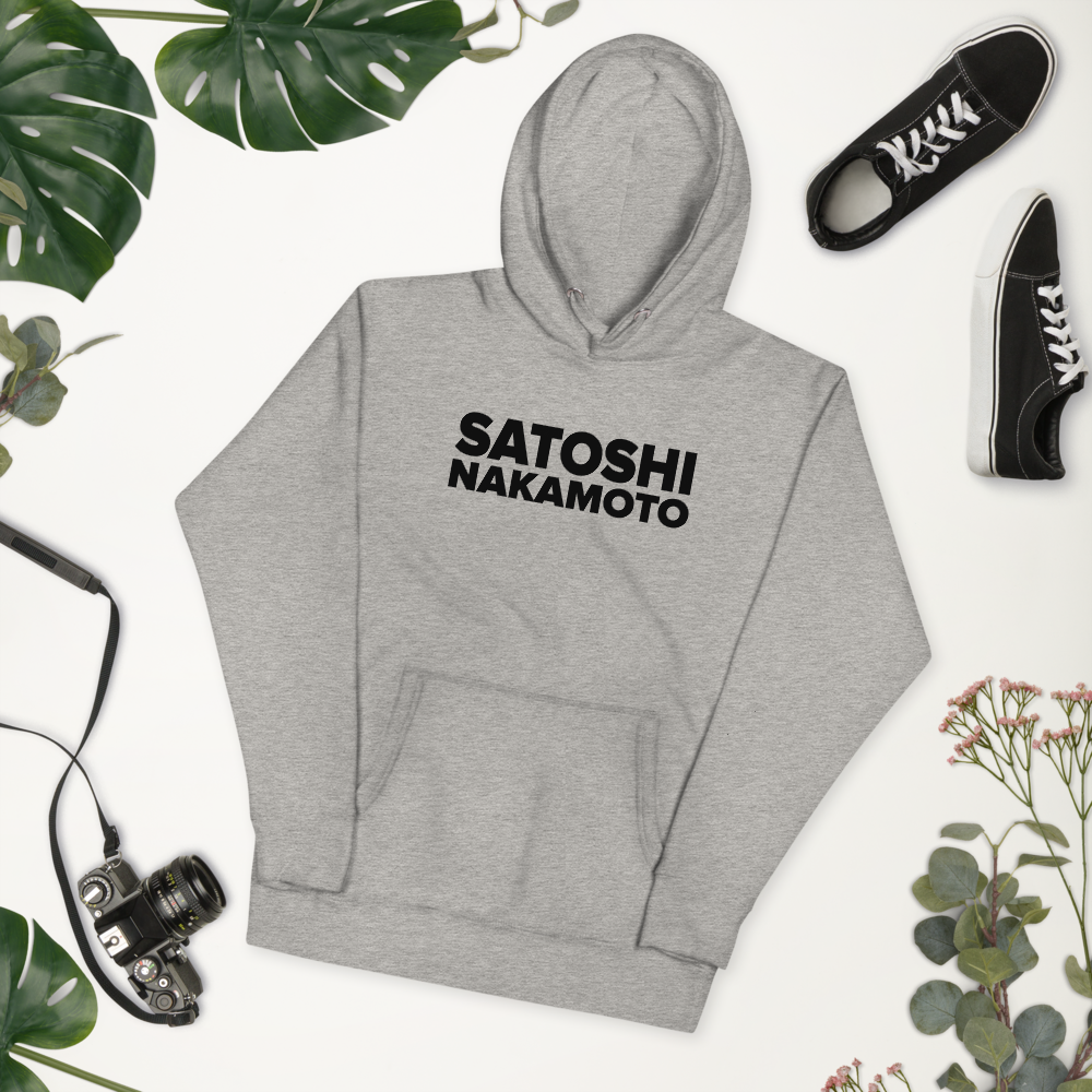 bitcoin hoodie - satoshi nakamoto concept - lifestyle view
