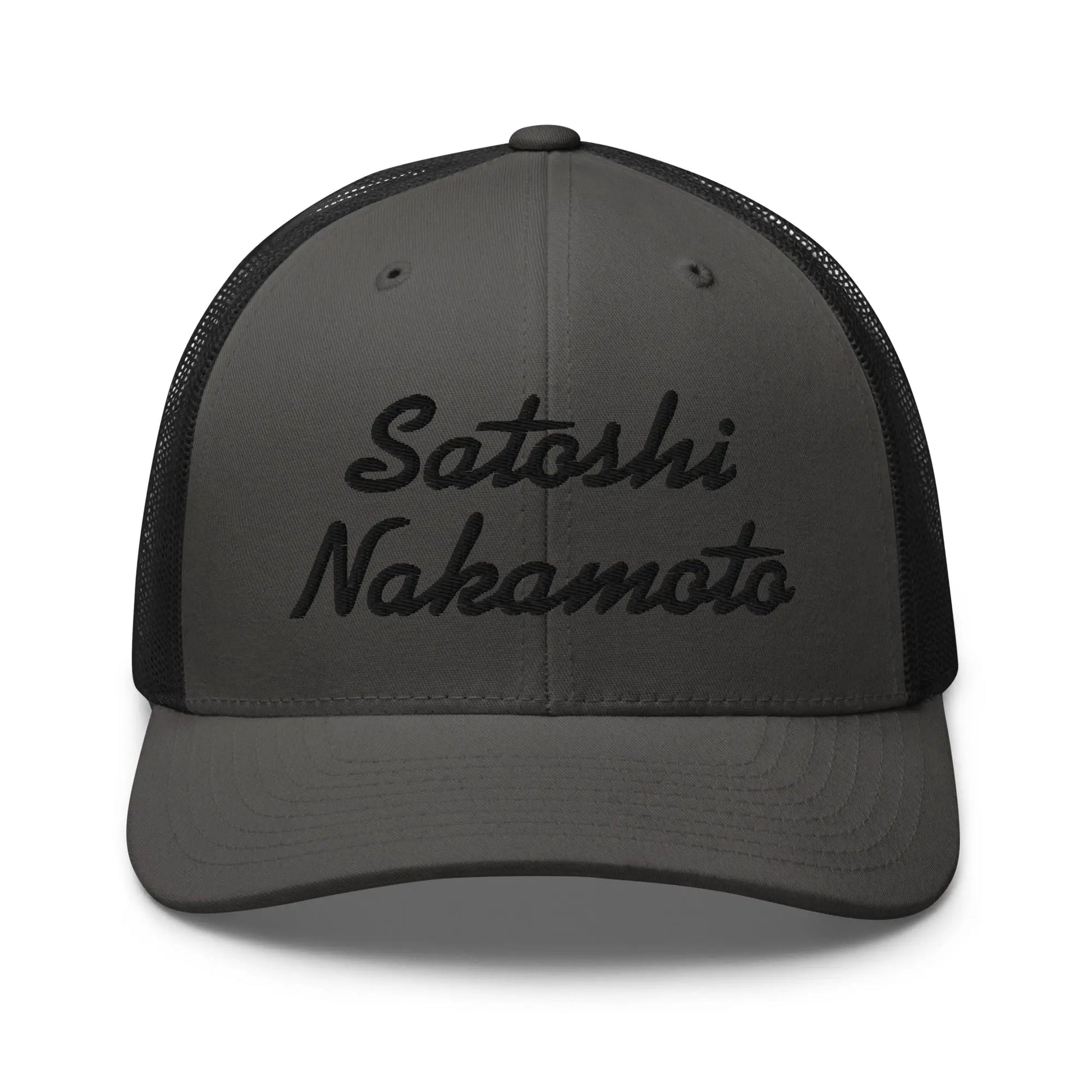 bitcoin trucker hat - satoshi nakamoto - curved visor detail 